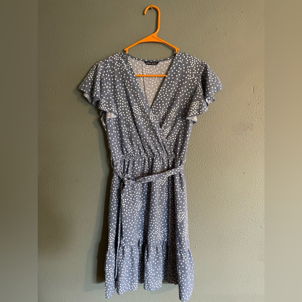 Shein light blue polka dot dress